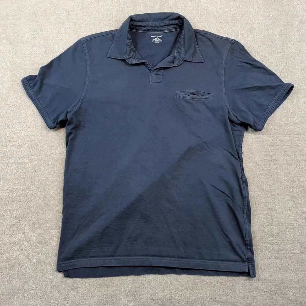 Banana Republic Polo Size M Mens Navy Blue Cotton Short Sleeve Pocket Shirt